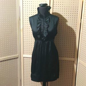 Black, sleeveless, ruffle dress